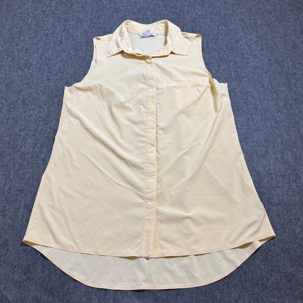 Athleta Urbanite II Tank Sleeveless Button Down Top Pale Yellow Small